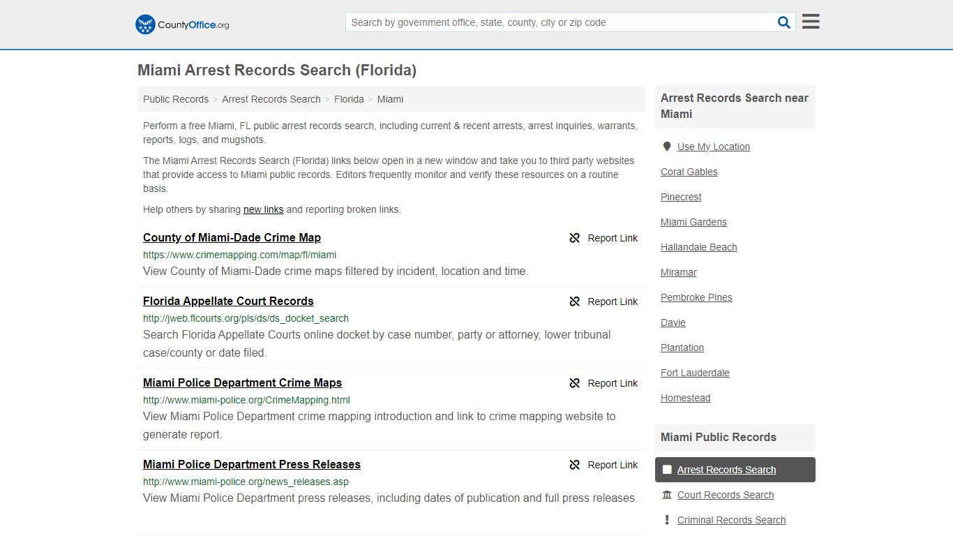 Arrest Records Search - Miami, FL (Arrests & Mugshots) - County Office